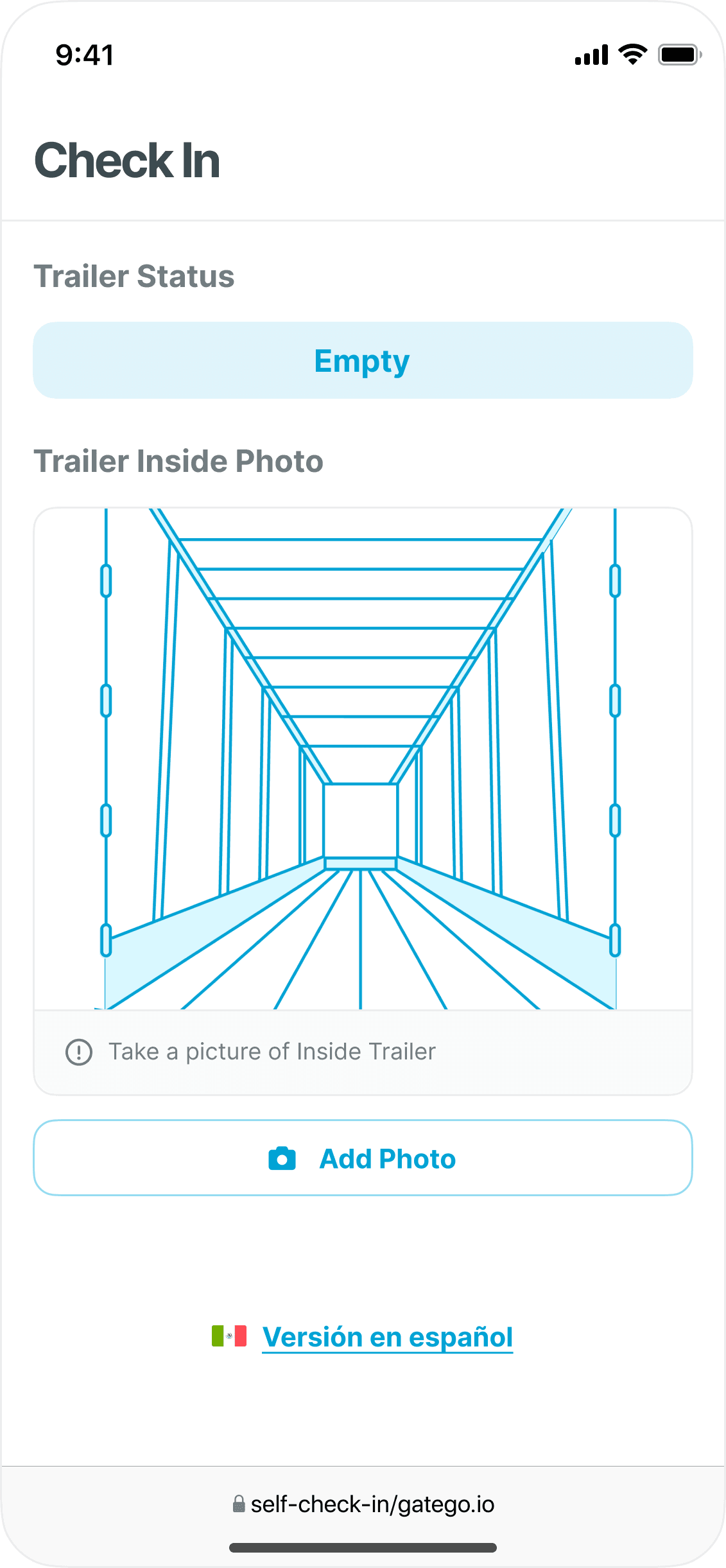 Empty trailer check in requesting an interior photo