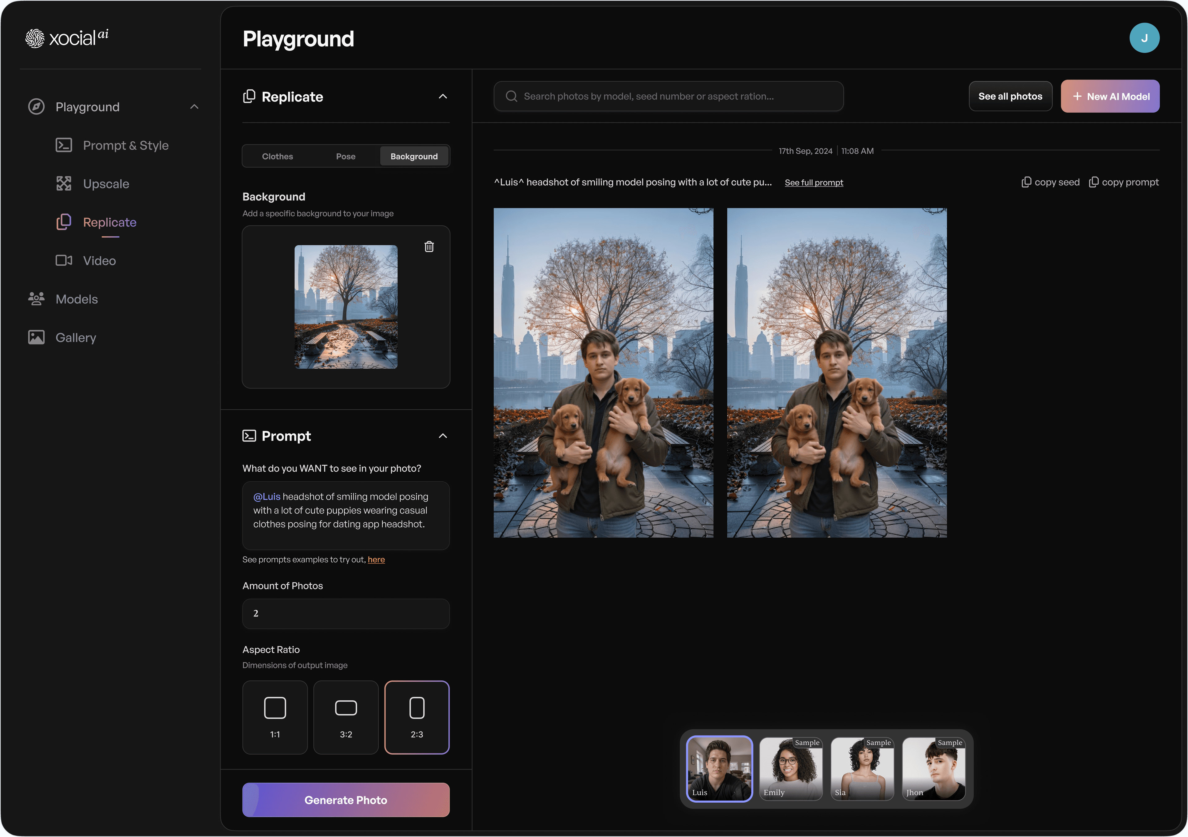 Xocial AI workflow for replicating a reference background
