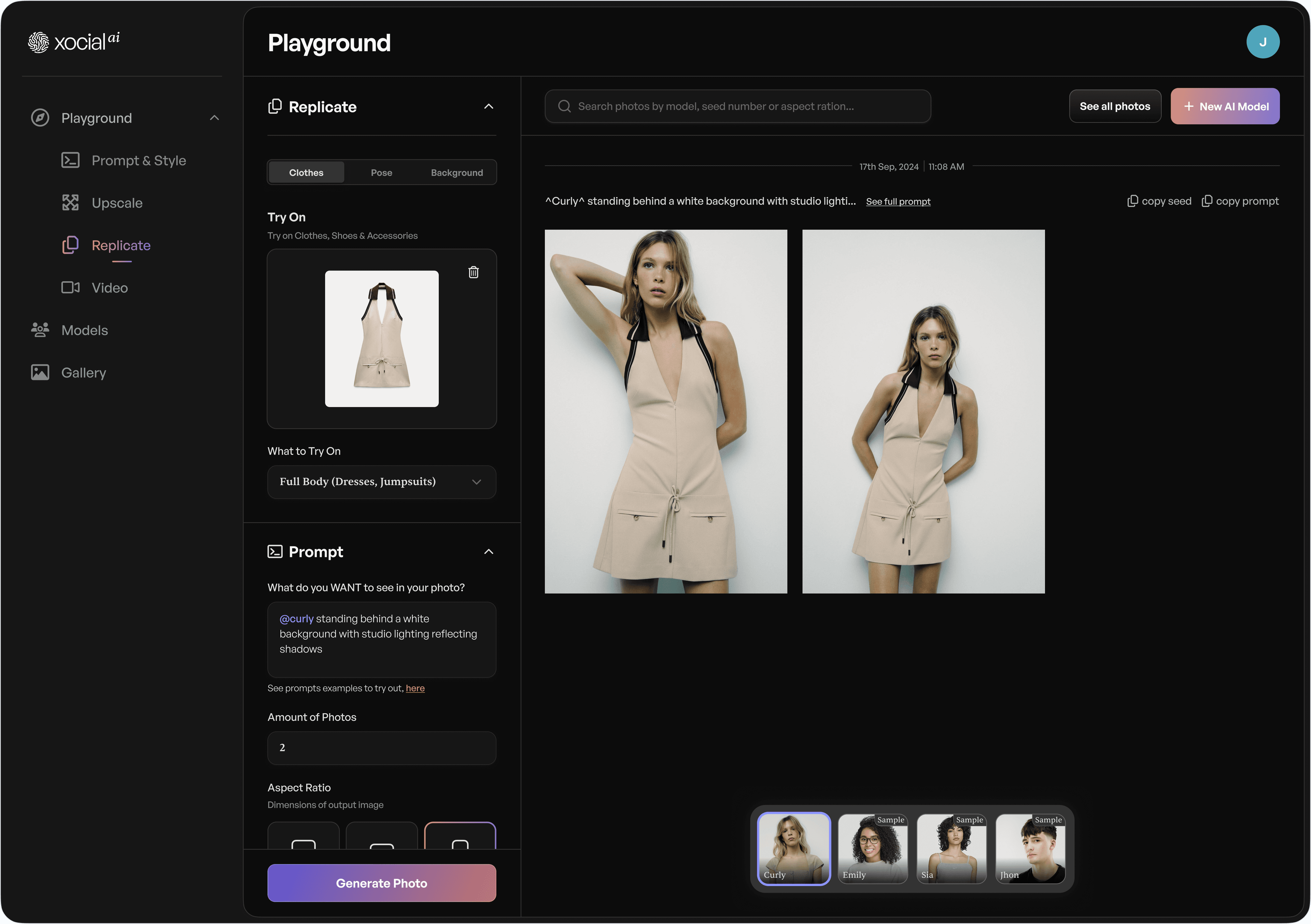 Xocial AI workflow for replicating clothing from a reference image