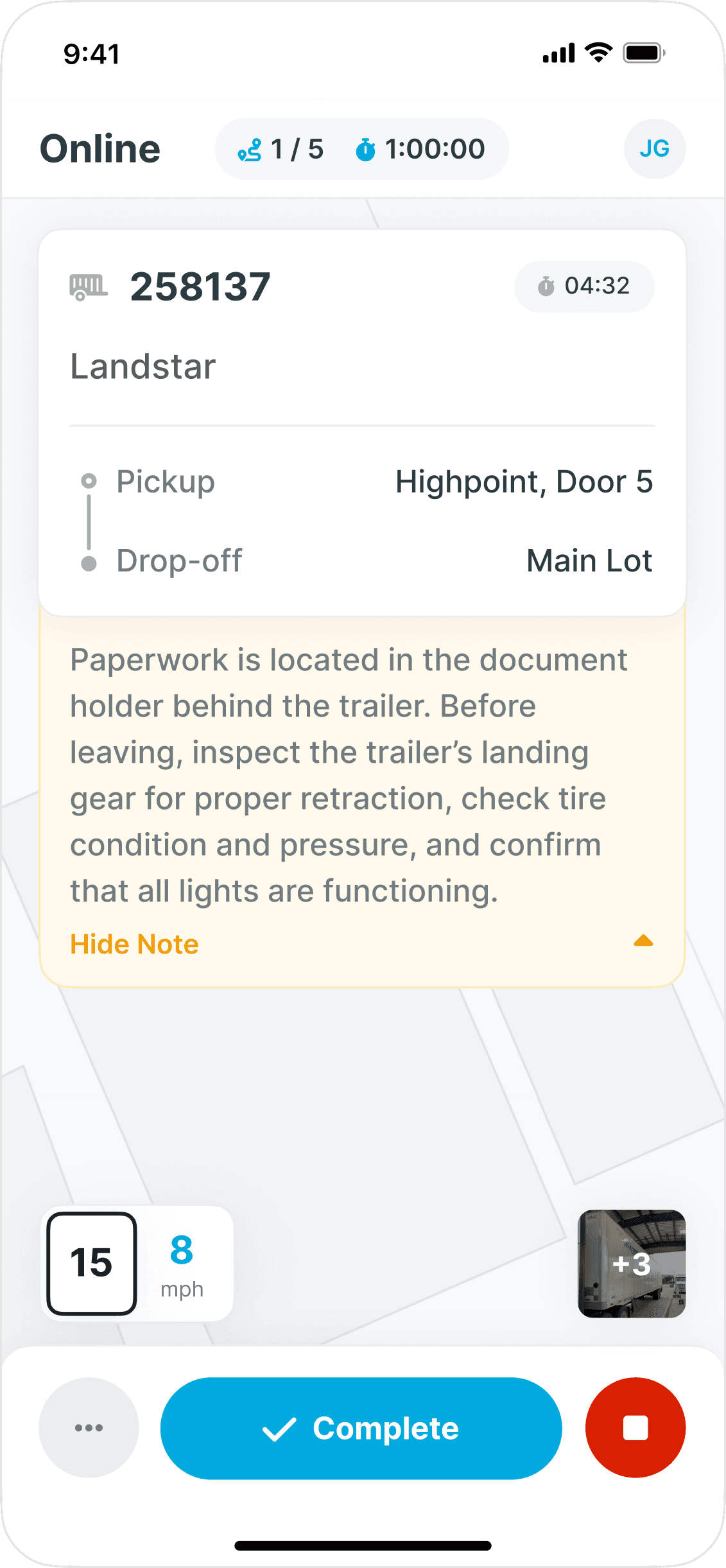 Yard Tasking active task with dispatcher instructions expanded